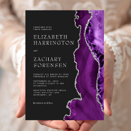 Invitación Boda Agate Purple Silver