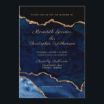 Invitación Boda Agate Purpurina de Blue Elegance<br><div class="desc">Azul real con Purpurina de oro elegante Ageato Invitación a la boda. Creado por Bodas © Lesruba.</div>