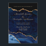 Invitación Boda Agate Purpurina de Blue Elegance<br><div class="desc">Azul real con Purpurina de oro elegante Ageato Invitación a la boda. Creado por Bodas © Lesruba.</div>