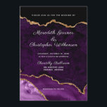 Invitación Boda Agate Purpurina de Purple Elegance Gold<br><div class="desc">Mármol morado agate con Purpurina dorado elegante geode Boda Invitación con tipografía blanca. Creado por Bodas © Lesruba.</div>