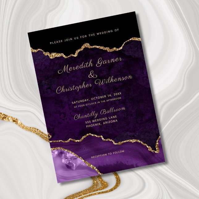 Invitación Boda Agate Purpurina de Purple Elegance Gold (Subido por el creador)