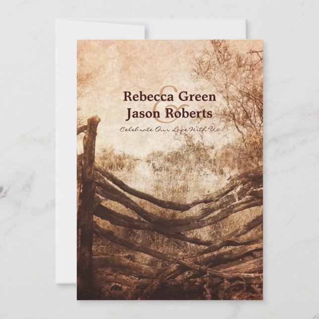 Invitación boda agrícola del país occidental Ensayo Cena (Reverso)