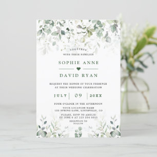 Invitación Boda Airy Watercolor Greenery Gold