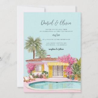 Invitación Boda al aguarela de Miami Beach