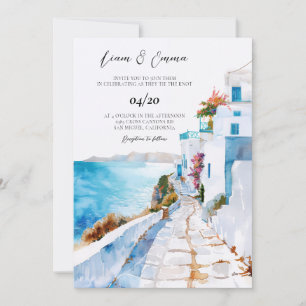 Invitación Boda al aguarela en Mykonos Grecia