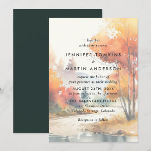 Invitación Boda al aire libre acuarela otoño otoño otoño