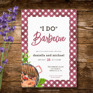Invitación Boda al aire libre con barbacoa Rustic Red I DO