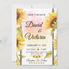 Invitación Boda al aire libre con flores de girasol amarillo 