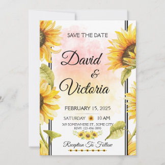 Invitación Boda al aire libre con flores de girasol amarillo