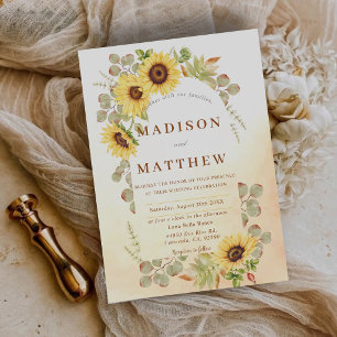 Invitación Boda al aire libre con girasoles rústicos campestr