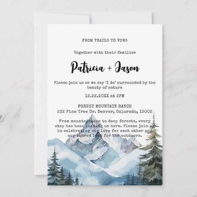 Invitación Boda al aire libre de la selva invernal rusa (Anverso)