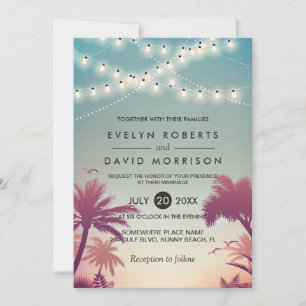 Invitación Boda al aire libre de las luces de cadena de las p