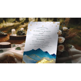 Invitación Boda al aire libre de montaña con lámina de oro az