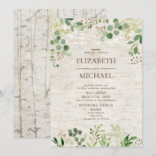 Invitación Boda al aire libre del bosque de Birch Botanicals 