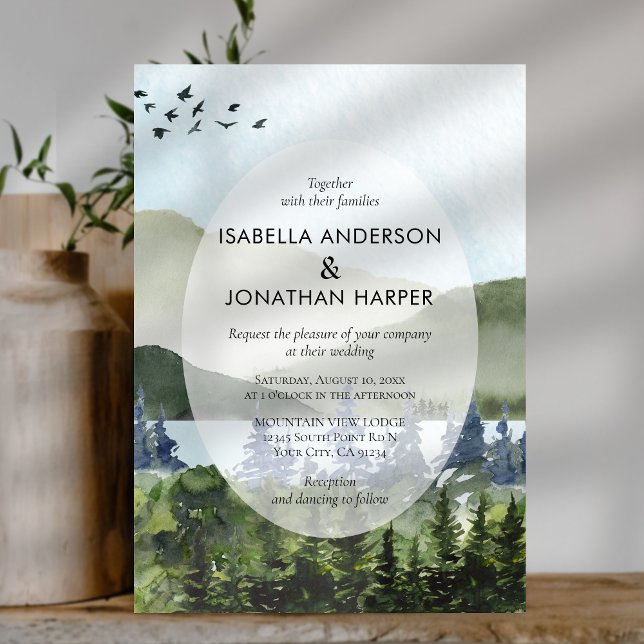 Invitación Boda al aire libre del Bosque del Lago Montañoso (Subido por el creador)