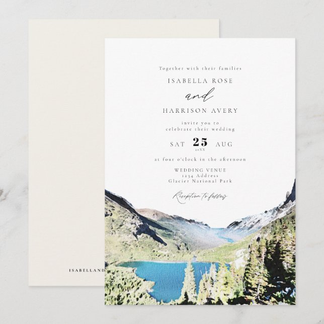 Invitación Boda al aire libre del Parque Nacional Glaciar de  (Anverso / Reverso)