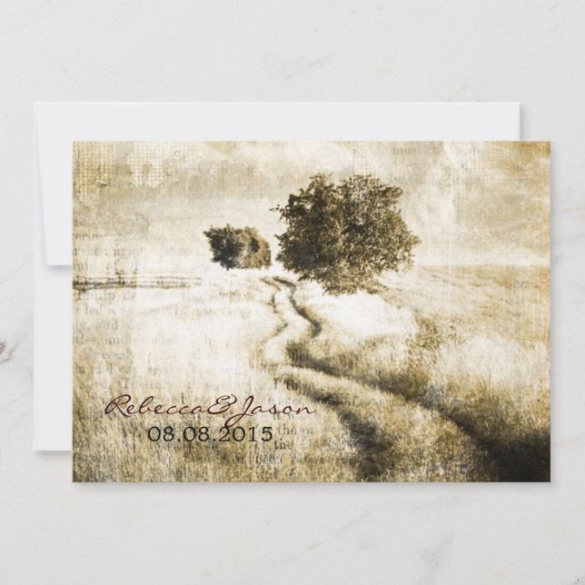 Invitación Boda al aire libre occidental de la carretera (Anverso)