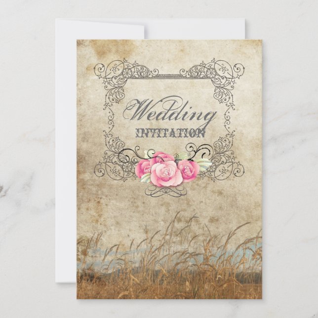 Invitación boda al aire libre rústico de campo occidental (Anverso)