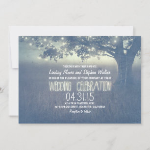 Invitación Boda al aire libre Rústico del Árbol Azul Dusty