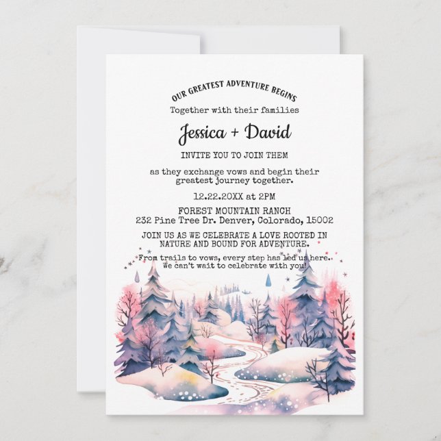 Invitación Boda al aire libre Rústico del sendero forestal in (Anverso)