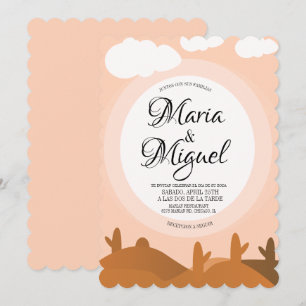 Invitación Boda al amanecer en el desierto español con cactus