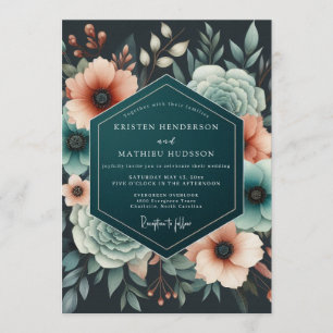 Invitación Boda al anochecer de coral teal