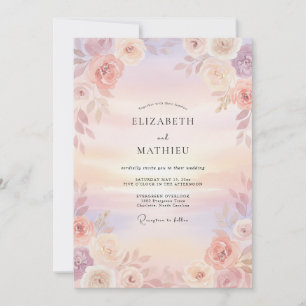 Invitación Boda al Atardecer con Niebla de Melocotón