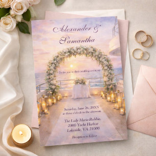 Invitación Boda al Atardecer con Yate al Acuarela