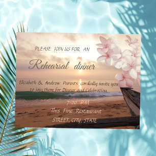 Invitación Boda al Atardecer en la Playa, Cena de Ensayo de P