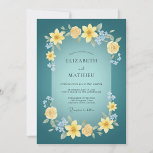 Invitación Boda alegre de primavera en color turquesa