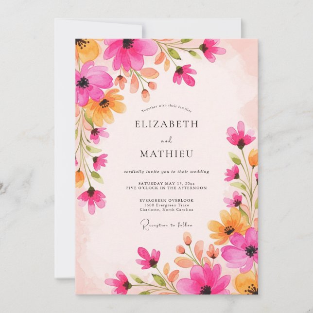 Invitación Boda alegre de verano magenta (Anverso)