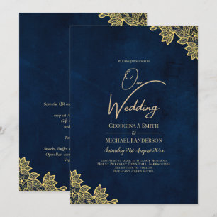 Invitación Boda All-in-1 de la Marina de Oro invita a QR Co