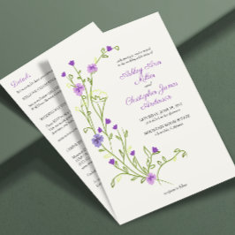 Invitación Boda All-in-One de la Flor salvaje púrpura minimal