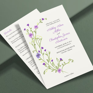 Invitación Boda All-in-One de la Flor salvaje púrpura minimal