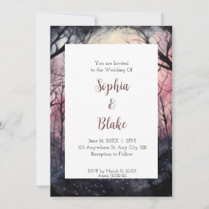 Invitación Boda Alternativa Cielo Rojo Luna Llena