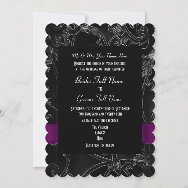 Invitación boda alternativo del damasco gótico (Anverso)