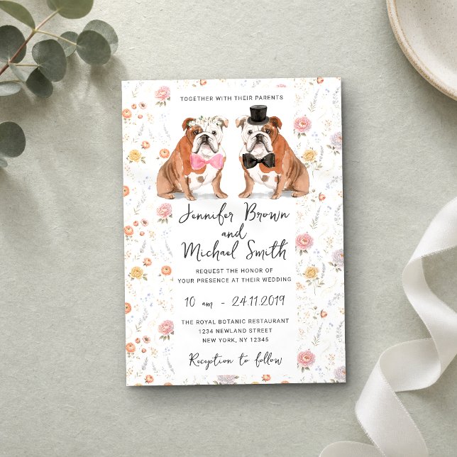 Invitación Boda Amante de Perros Bulldog Inglés (Subido por el creador)