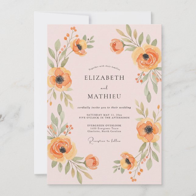 Invitación Boda Amapola Albaricoque Ámbar (Anverso)