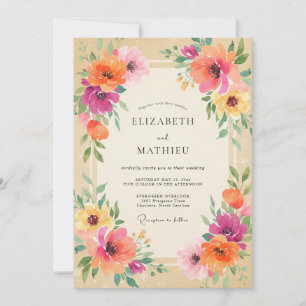 Invitación Boda Amapola Amarilla Magenta