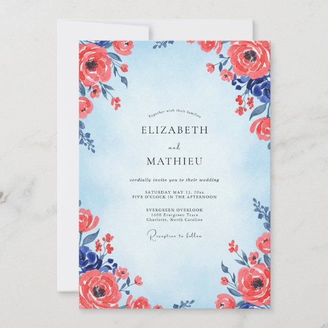 Invitación Boda Amapola Carmesí Azure (Anverso)