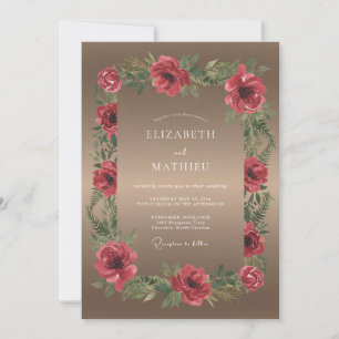 Invitación Boda Amapola Carmesí Taupe