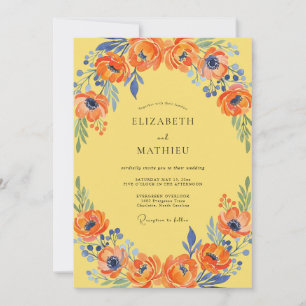Invitación Boda Amapola Cobalto Amarillo