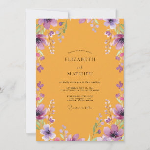 Invitación Boda Amapola Púrpura Ámbar