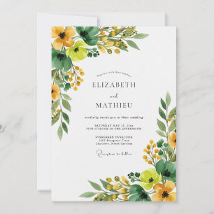 Invitación Boda Amarilla Alegre de Primavera