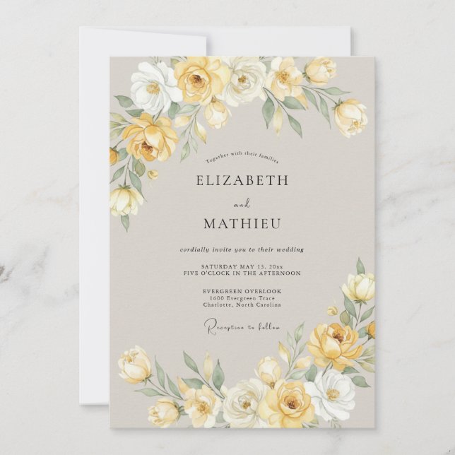 Invitación Boda Amarilla Feliz de Primavera (Anverso)