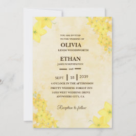 Invitación Boda amarilla floral de primavera
