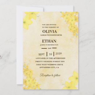 Invitación Boda amarilla floral de primavera