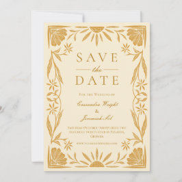 Invitación Boda amarilla floral y sunshine salva la fecha