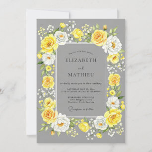 Invitación Boda amarilla gris alegre de verano