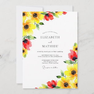 Invitación Boda Amarilla Roja Soleada de Verano